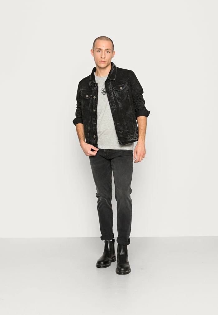 Brave Soul Basic T-shirt - Light Grey Marl/jet Black - Image 2