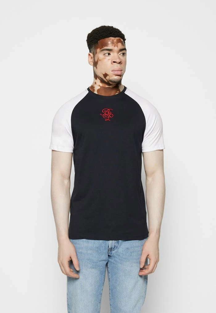 Brave Soul ANDRE - Print T-shirt - Rich Navy/optic White/red - Image 3