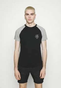 Brave Soul Print T-shirt - Black/ Light Grey Marl
