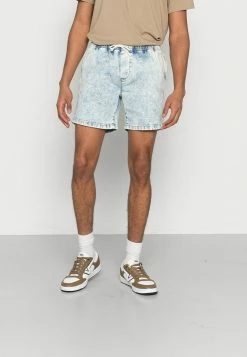 Brave Soul ADRIAN - Denim Shorts - Blue Acid Wash