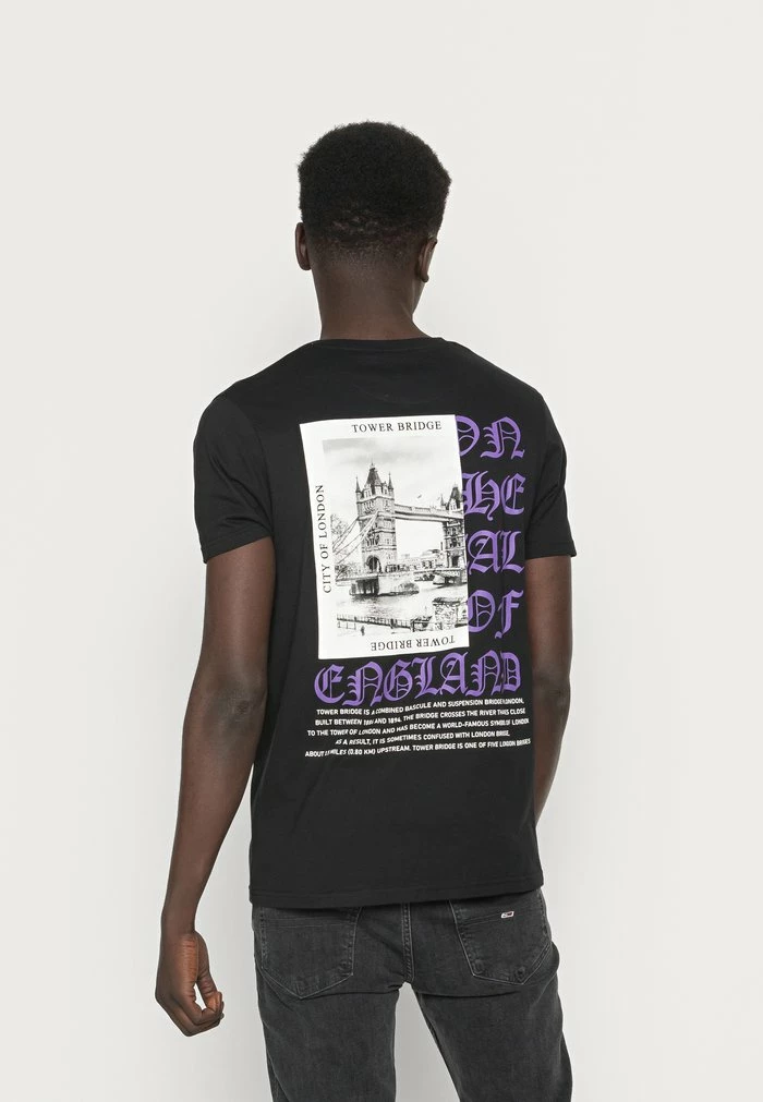 Brave Soul TOWER - Print T-shirt - Jet Black/multicolour - Image 3