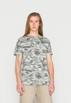 Brave Soul SCRAWL - Print T-shirt - Grey Camo/optic White