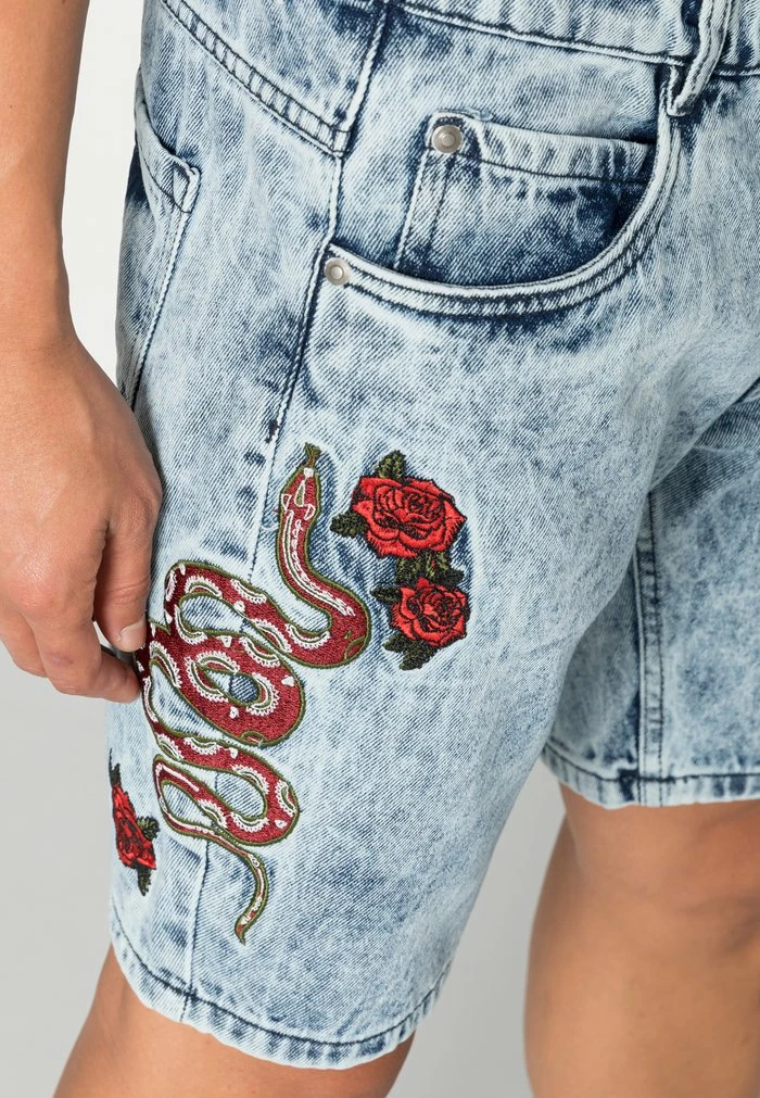 Brave Soul SNAKE - Denim Shorts - Blue Denim - Image 5