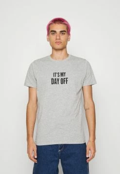 Brave Soul Print T-shirt - Grey Marl/black