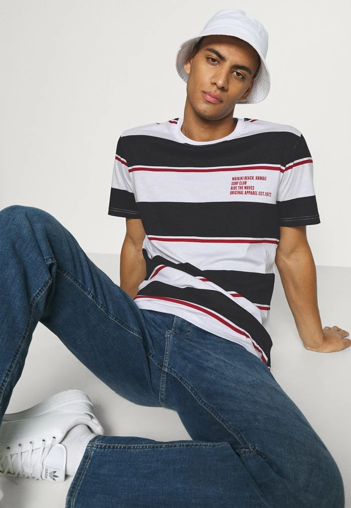 Brave Soul KOLOA - Print T-shirt - Optic White/dark Navy/red - Image 4