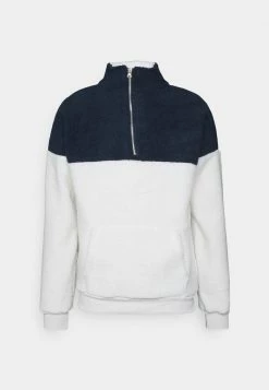 Brave Soul DENT - Fleece Jumper - Navy/ecru Borg