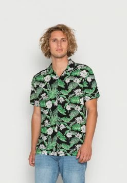 Brave Soul AVICCI - Shirt - Jet Black/multi Colour/white