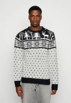 Brave Soul Jumper - Silver Grey Marl/dark Navy/optic White/fairile