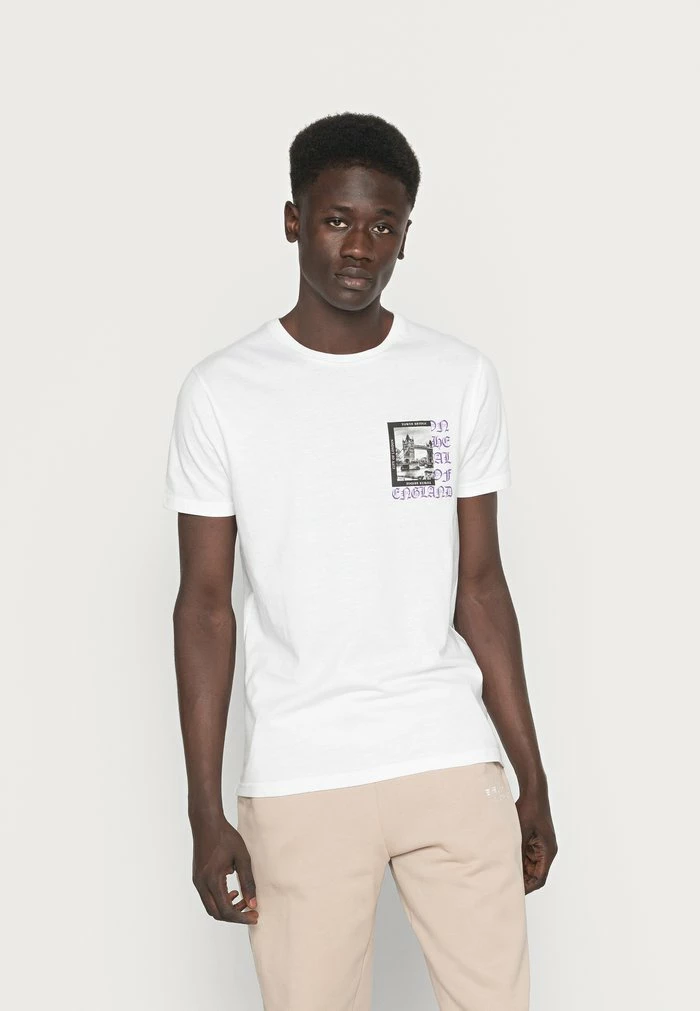 Brave Soul TOWER - Print T-shirt - Optic White/multicolour