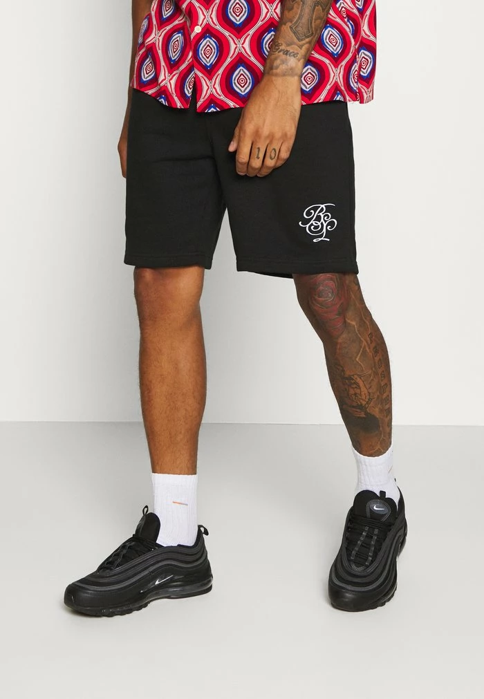 Brave Soul TRISTAN - Tracksuit Bottoms - Jet Black/optic White