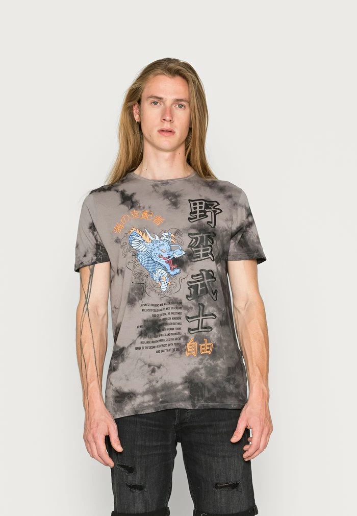 Brave Soul SHINZO - Print T-shirt - Grey