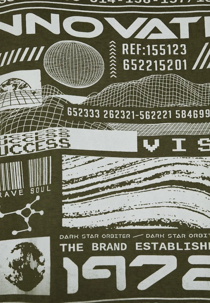 Brave Soul Print T-shirt - Olive Cool Wash - Image 5