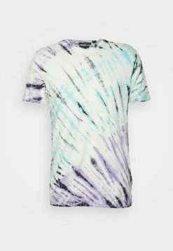 Brave Soul SHERB - Print T-shirt - Lilac/turq/black/white