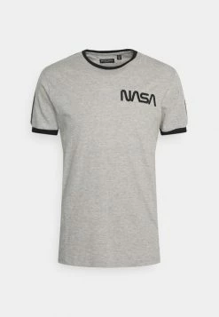 Brave Soul GLENN - Print T-shirt - Light Grey Marl