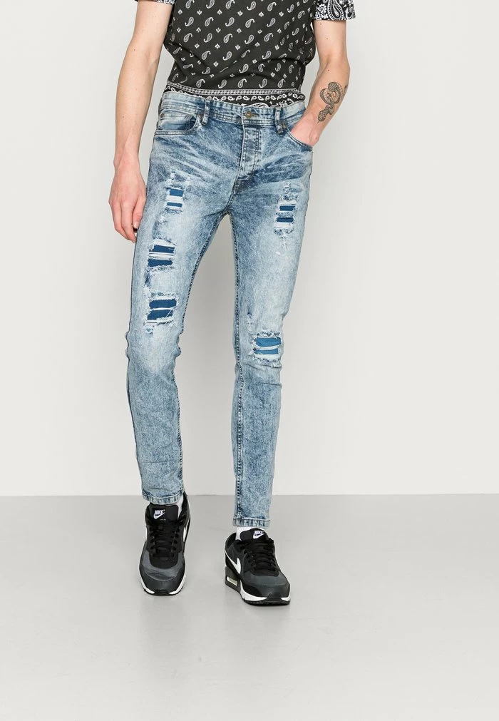 Brave Soul TOBYMB - Jeans Skinny Fit - Mid Blue Acid Wash