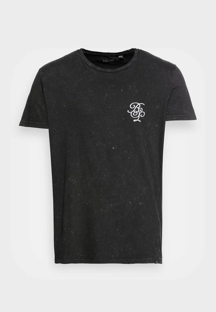 Brave Soul SHEPLEY - Print T-shirt - Jet Black/optic White - Image 4