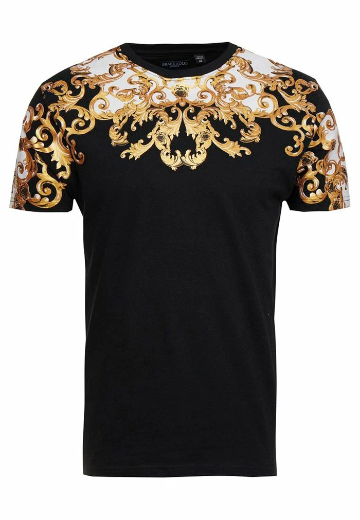 Brave Soul SCROLL - Print T-shirt - Black - Image 4