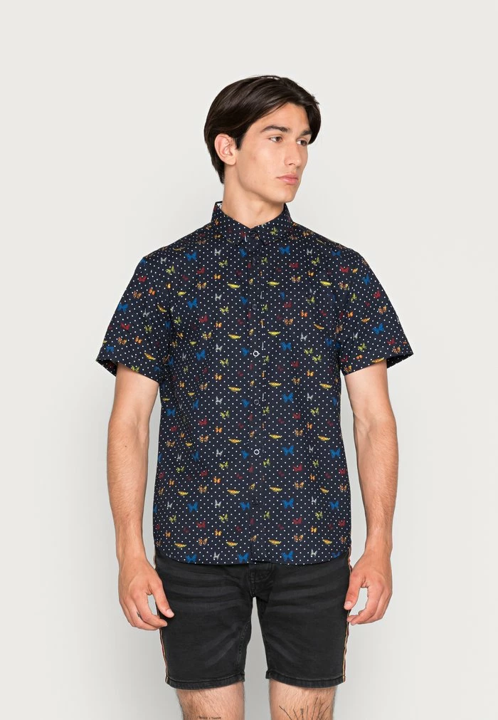 Brave Soul CHORION - Shirt - Dark Navy/multi Colour