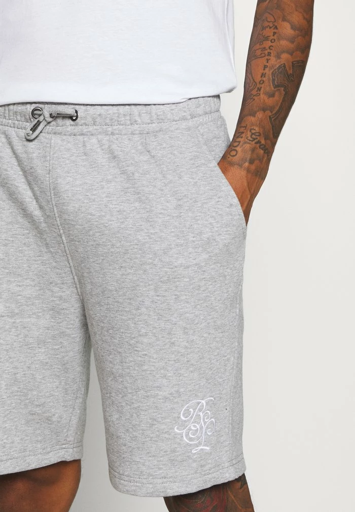Brave Soul TRISTAN - Tracksuit Bottoms - Light Grey Marl/optic White - Image 5