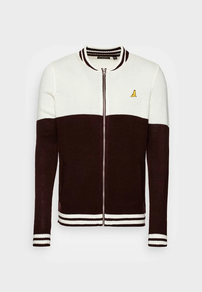 Brave Soul EDMOND - Cardigan - Oxblood/vintage White