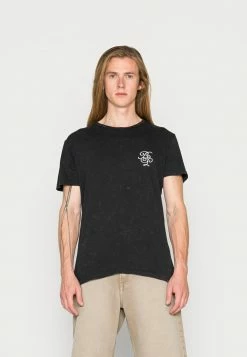 Brave Soul SHEPLEY - Print T-shirt - Jet Black/optic White