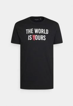 Brave Soul Print T-shirt - Jet Black