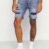 Brave Soul LOUIS - Denim Shorts - Blue Wash