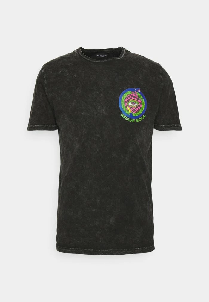 Brave Soul Print T-shirt - Black - Image 5
