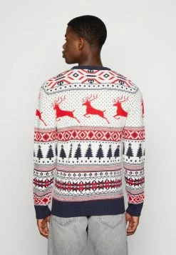 Brave Soul SCROOGE - Jumper - White/multicolour Fairile