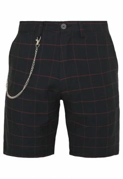 Brave Soul CHESTER - Shorts - Black/burg Check