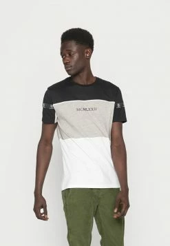 Brave Soul Print T-shirt - Jet Black/light Grey Marl/optic White