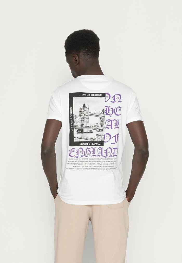 Brave Soul TOWER - Print T-shirt - Optic White/multicolour - Image 3