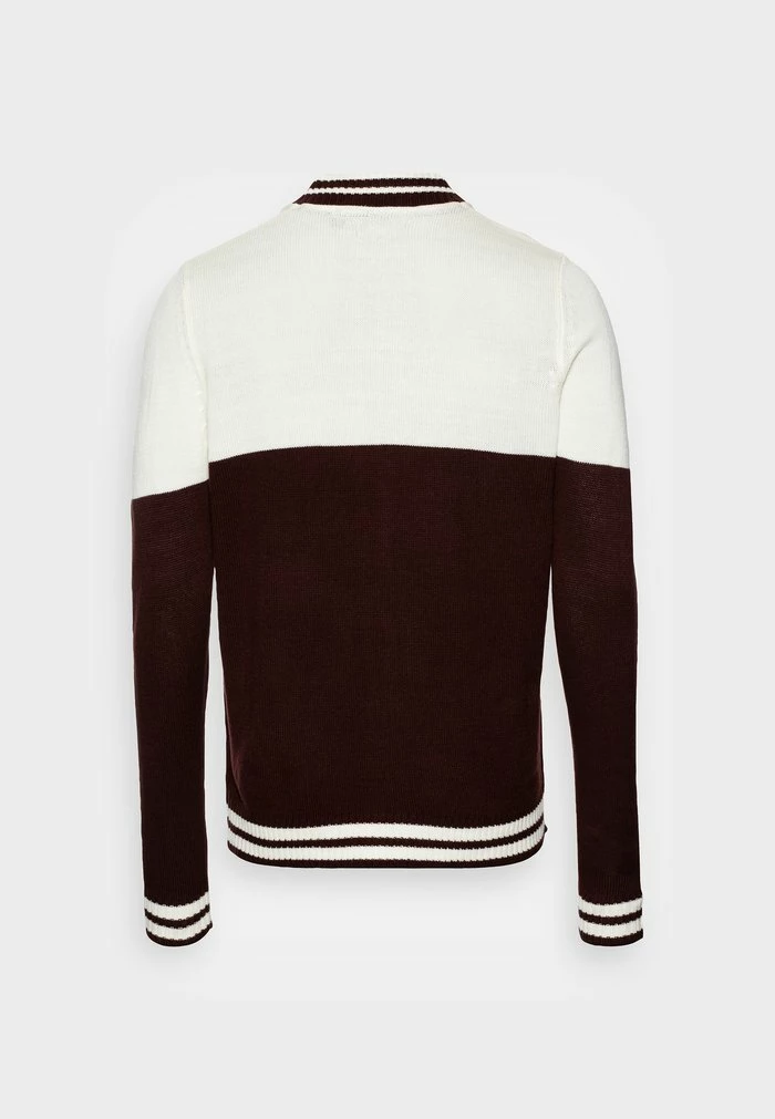 Brave Soul EDMOND - Cardigan - Oxblood/vintage White - Image 2