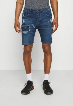 Brave Soul MUNICH - Denim Shorts - Dark Blue Wash