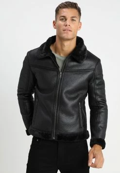 Brave Soul BLACKOUT - Faux Leather Jacket - Black