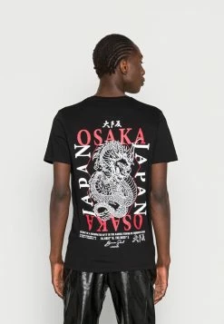 Brave Soul SHINTO - Print T-shirt - Jet Black/multi Colour