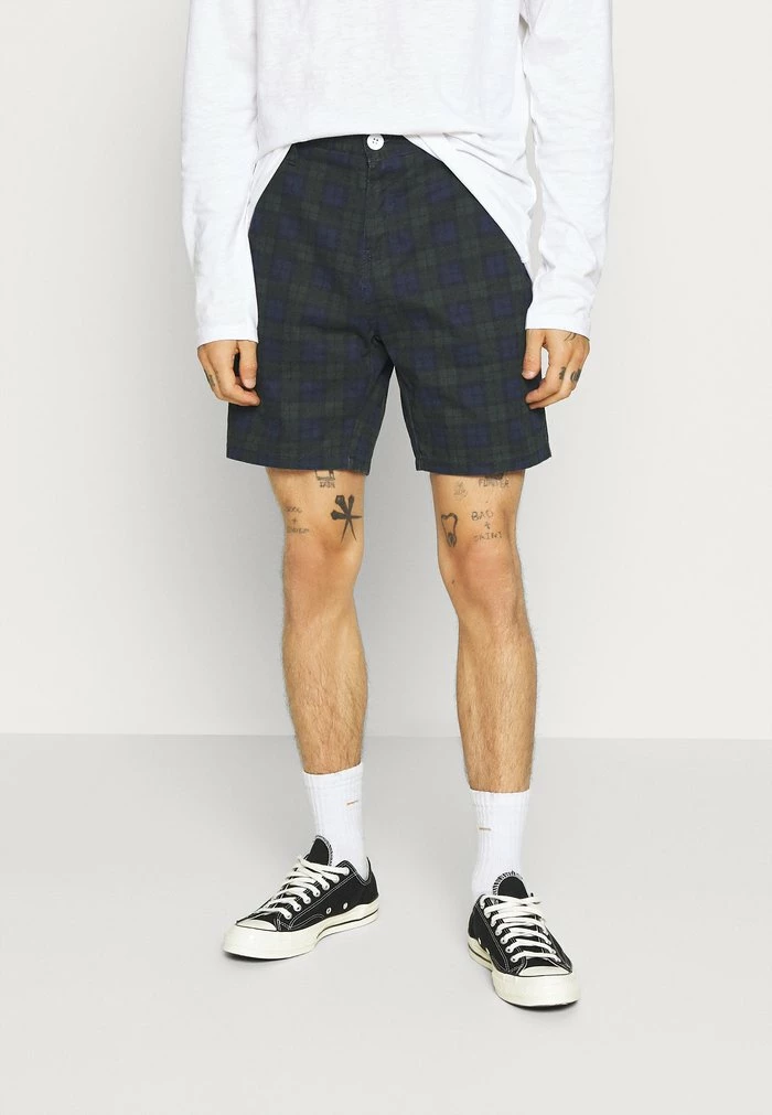 Brave Soul SMITHCHECK - Shorts - Khaki/navy