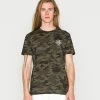 Brave Soul SCRAWL - Print T-shirt - Khaki Camo/optic White