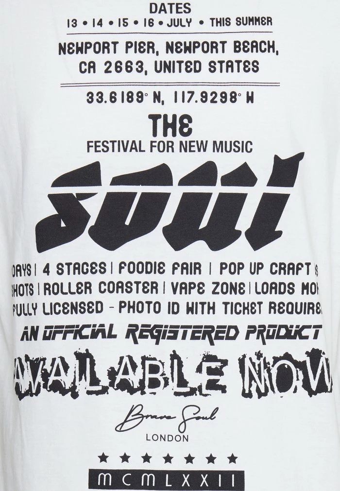 Brave Soul TYPE - Print T-shirt - Optic White/jet Black - Image 3
