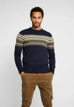 Brave Soul SEYMOUR - Jumper - Midnight Navy/ Slate Grey/ Vintage White/ Winter Lime