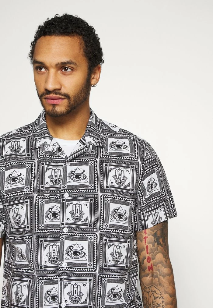 Brave Soul MOSAIC - Shirt - Black/white - Image 4